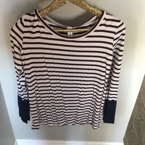 Burgandy and Navy Long Sleeve Top